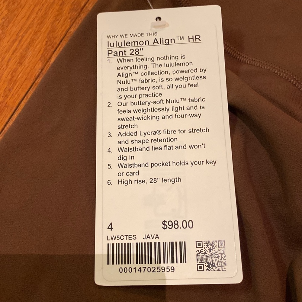 NWT LULULEMON SOLD OUT java aligns 28" - Picture 2 of 3